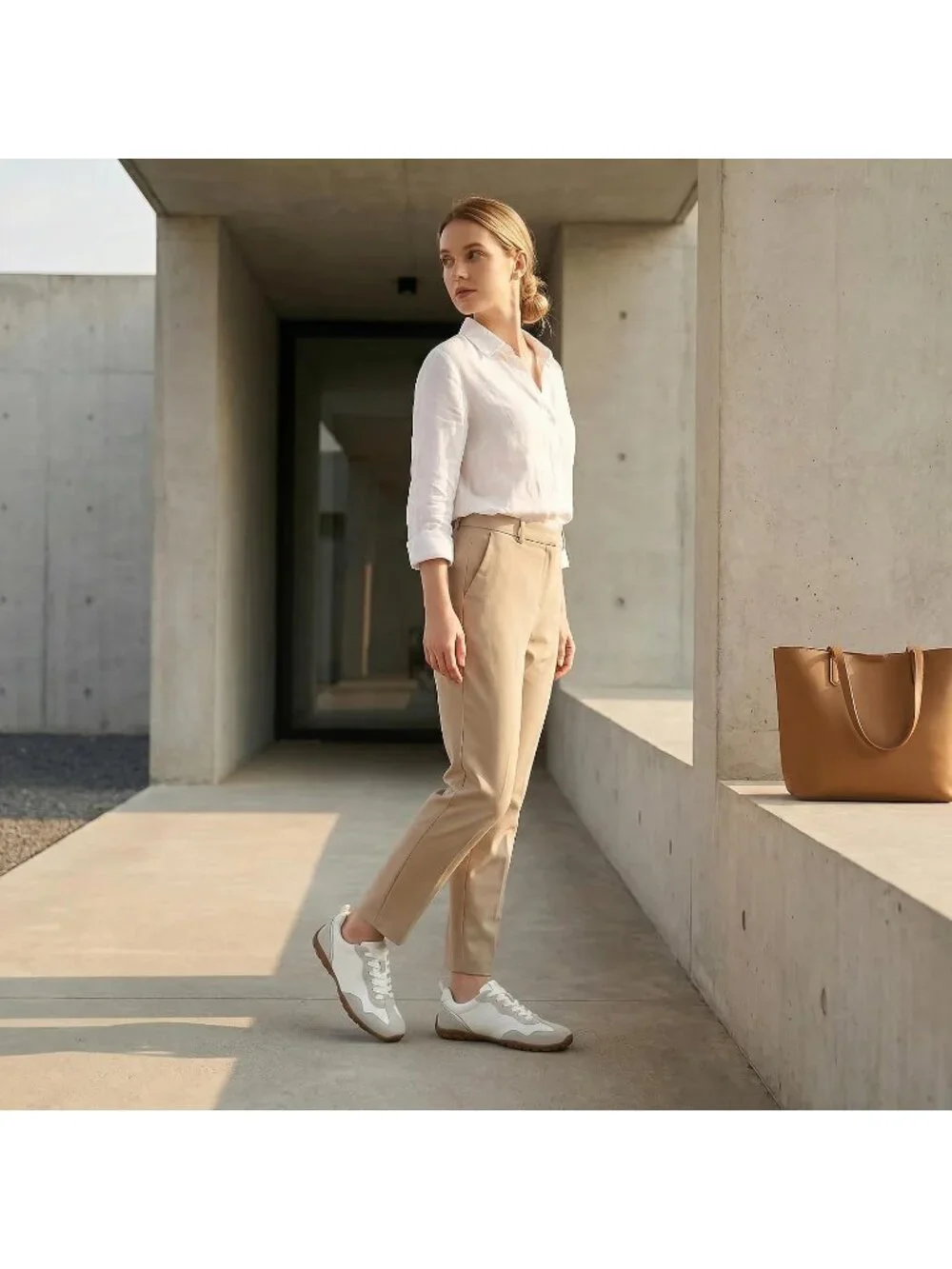 Women's White Lightweight Trendy Zero Drop Neutral Retro Casual Fashion Sneaker